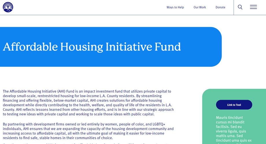 United Way of Greater Los Angeles website — Affordable Housing Initiative Fund page